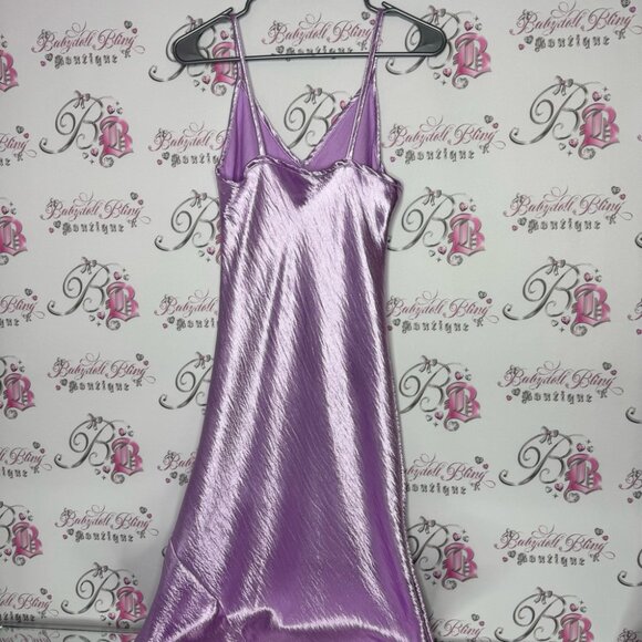 Mikey & Joey dress shimmer shiny lilac purple royal long maxi spaghetti strap - Picture 4 of 11